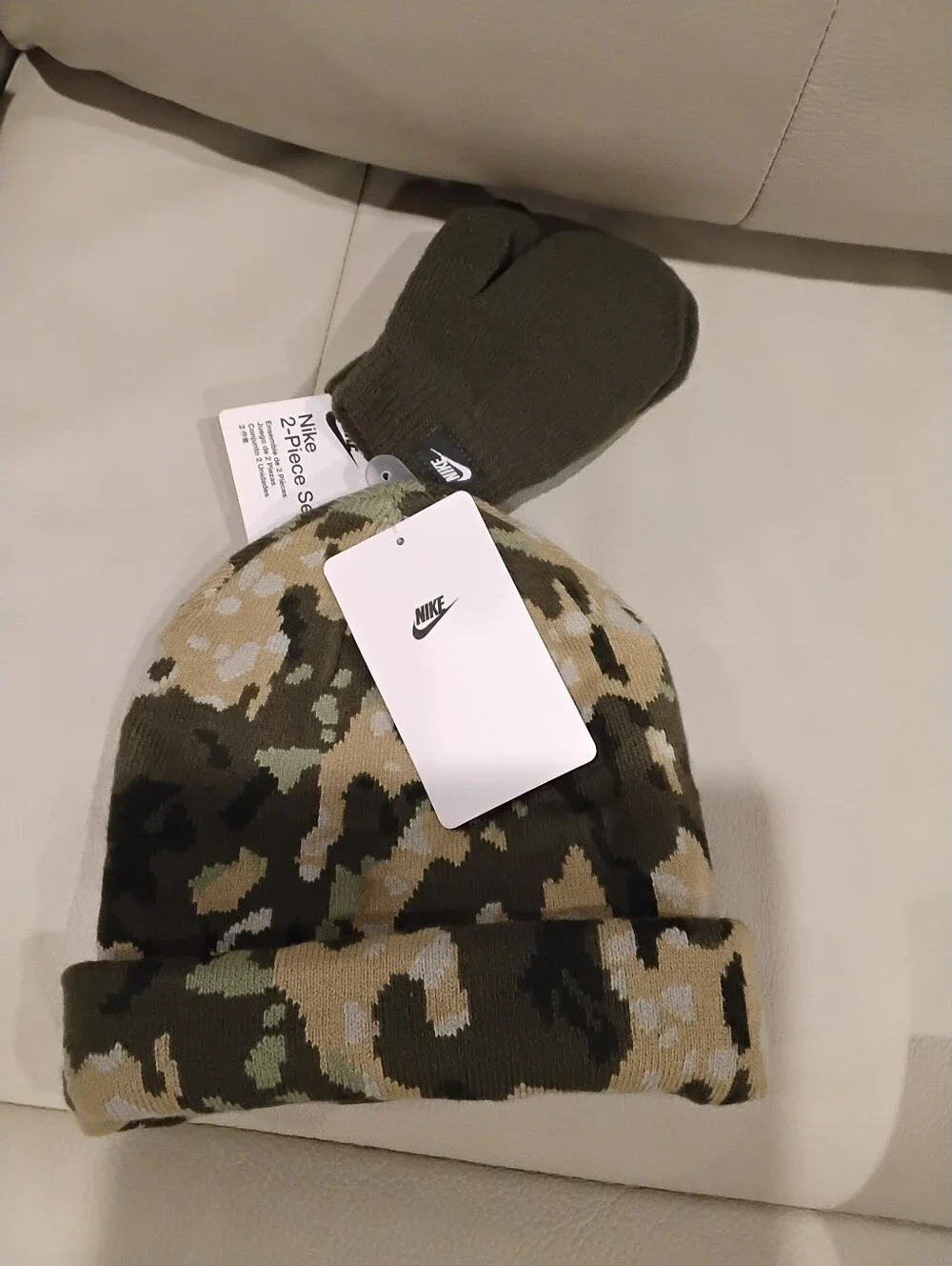 NWT Camo Toddler Nike Club Beanie & Mittens Set - 2T-4T